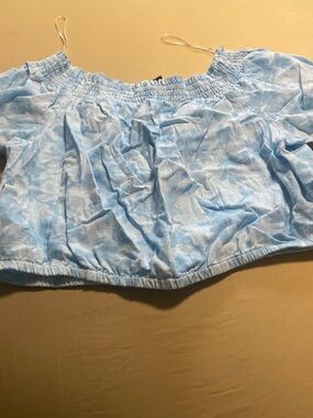 INC International Concepts Light Blue Smocked Top